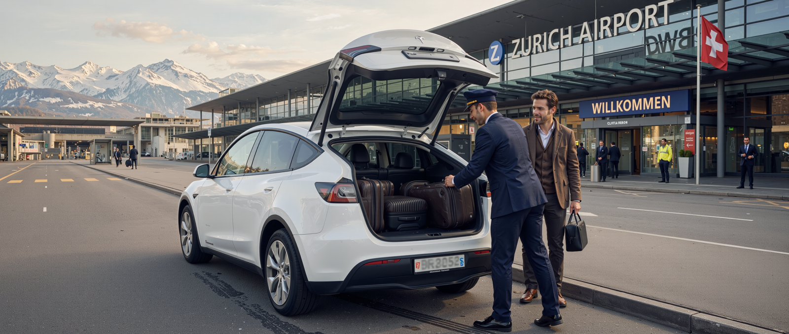 Luxury vehicle arriving in Switzerland