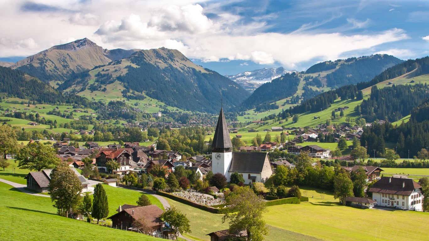 Saanenland alpine landscape in Switzerland